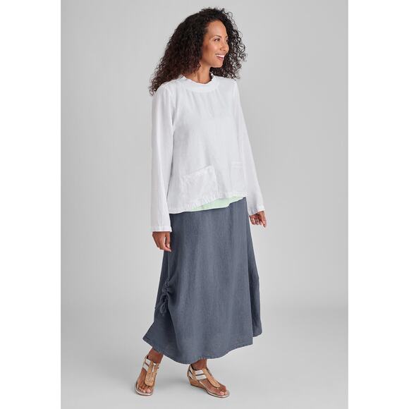 Flax 100% Linen White Chelsea Pullover Long Sleeve Top Size Large - Picture 1 of 12